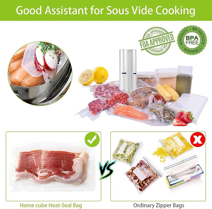 Vakuumierbeutel Profi- vakuumierfolie, 6 Rollen 20x300cm & 15x300cm folienrollen für alle vakuumierer, BPA-frei, stark & reißfest, Sous Vide geeignet