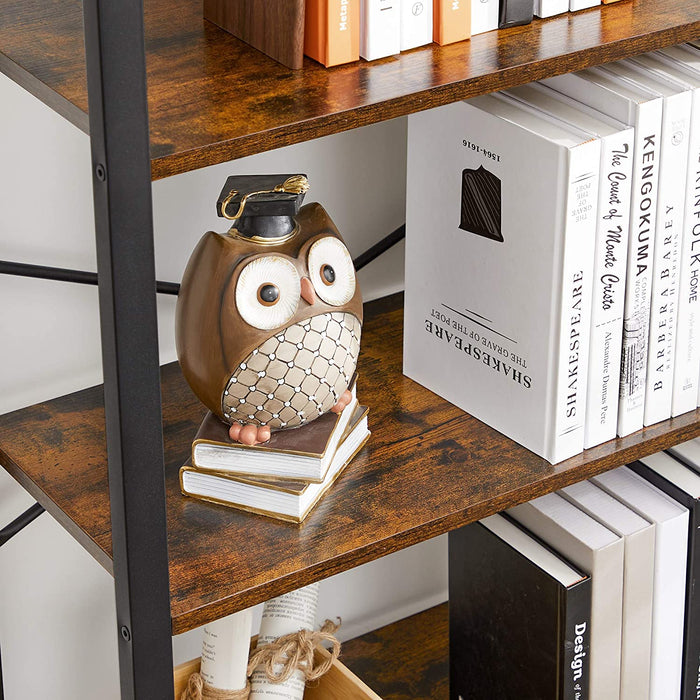 Bücherregal mit 6 Ebenen, Aufbewahrungsregal, Stahlgestell, für Wohnzimmer, Arbeitszimmer, Büro und Flur, 66 x 30 x 186 cm, vintagebraun-schwarz