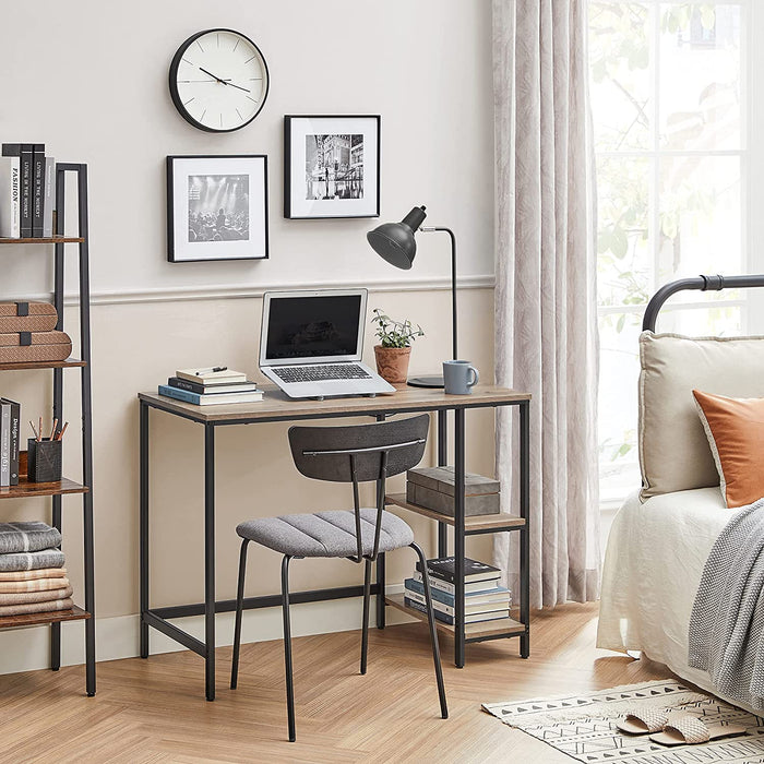 Schreibtisch, Computertisch, PC-Tisch, Bürotisch, mit 2 Ablagen auf der rechten oder linken Seite, fürs Büro, Wohnzimmer, Stahlgestell