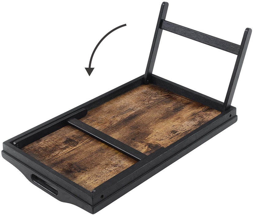 Betttablett, Frühstückstablett, Laptopständer, mit klappbaren Beinen aus Bambus, für Bett, Sofa, für Snacks, mit Rille für Handy