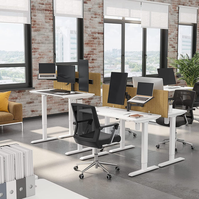 Höhenverstellbarer Schreibtisch elektrisch, Tischgestell, Schreibtischständer mit Motor, stufenlos verstellbar, 120 x 60 x (73-114) cm, Stahl, weiß