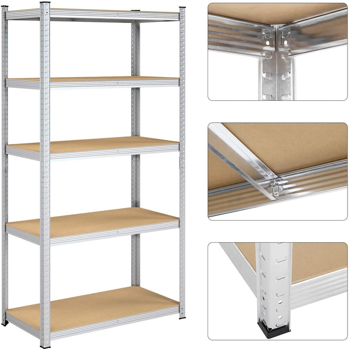 Lagerregal, Schwerlastregal, Kellerregal, 200 x 100 x 50 cm, bis 875 kg belastbar, 5 verstellbare Ablagen, Regal aus Metall, Steckregal, Werkstattregal