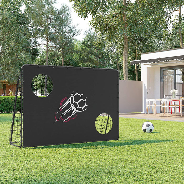 Fußballtor für Kinder, mit Torwand, schnelle Montage, Garten, Park, Strand, Eisenrohre und PE-Netz, schwarz