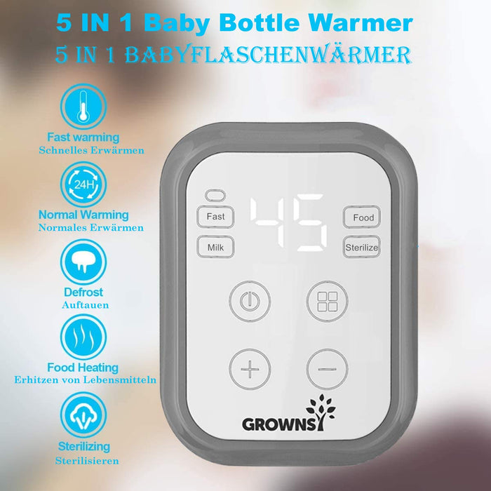 Flaschenwärmer baby Sterilisator für babyflaschen 5-in-1Fast Babynahrungsheizung Warmhalten von Babynahrung & Abtauung BPA-freier Fläschchenwärmer