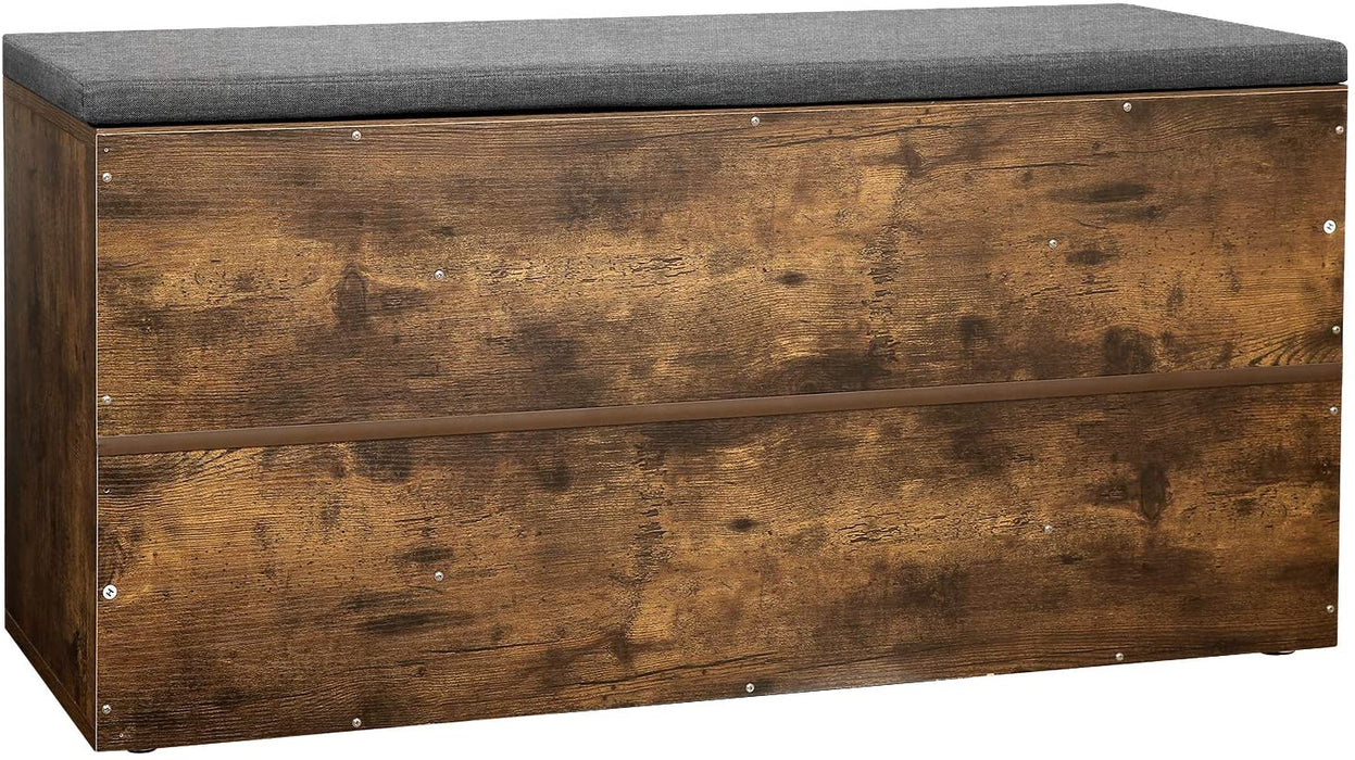 Schuhbank, Schuhregal, Schuhaufbewahrung, Sitzbank mit Polsterung, für den Eingangsbereich, Flur, Schlafzimmer, 104 x 30 x 48 cm, vintagebraun
