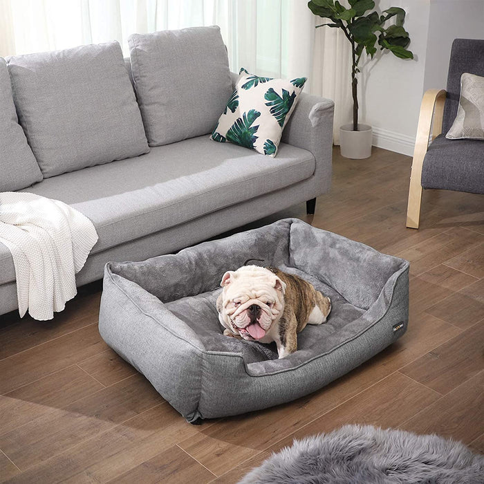 XXL Hundebett, Hundesofa, Bezug abnehmbar und maschinenwaschbar, kuscheliger Hundekorb, grau