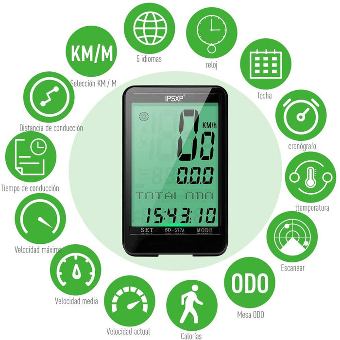 Fahrradcomputer 18 Funktionen wasserdichte LCD Geschwindigkeit Fahrradtacho Radcomputer Tacho,Verdrahtet Fahrradtacho, Geeignet für alle Fahrradtypen