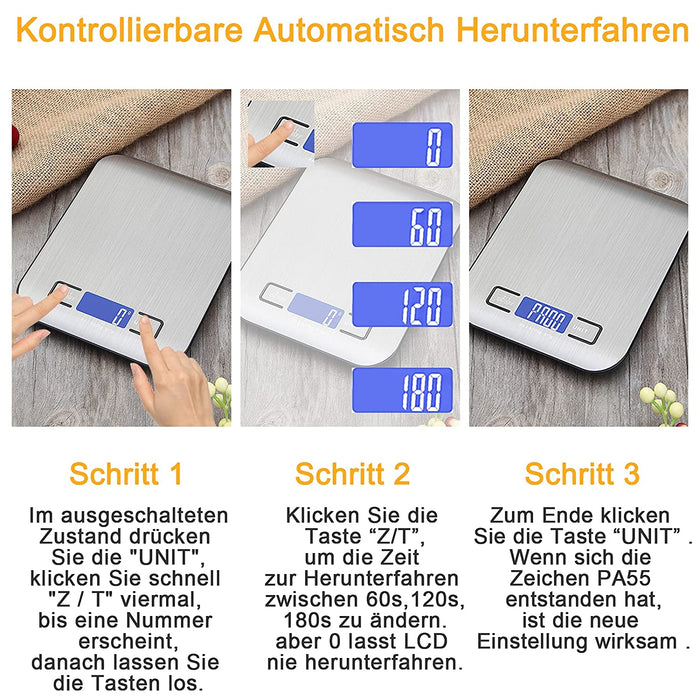 1g bis 5kg Küchenwaage, Digitalwaage mit LCD-Display, Hochpräzise Professionelle Electronische Waage(5kg Maximalgewicht)
