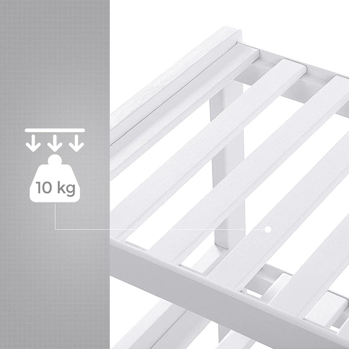 Schuhregal, Standregal aus Bambus, mit 3 Ebenen, Schuhaufbewahrung, für Eingangsbereich, Flur, weiß