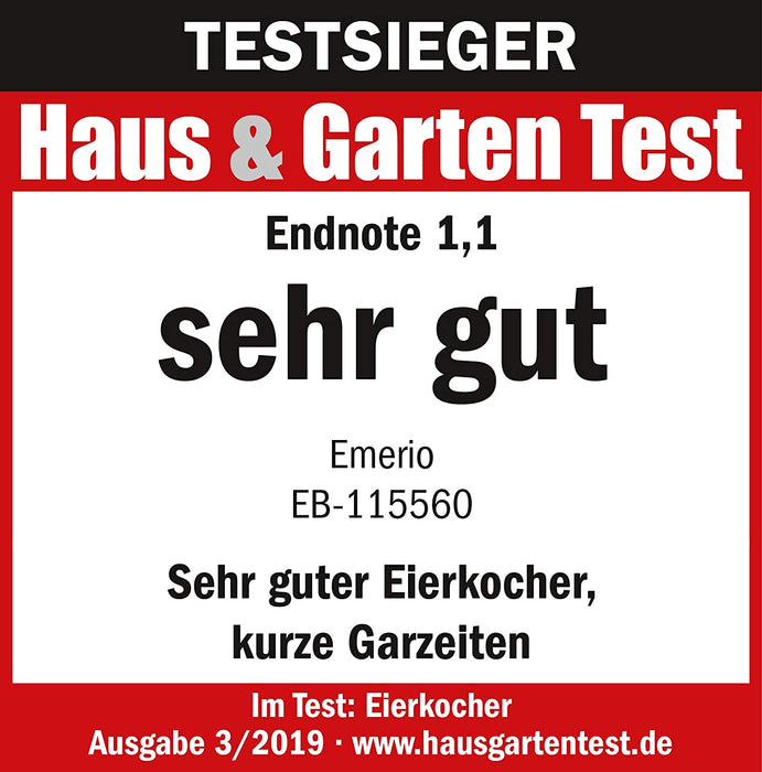 Bester Eierkocher kocht alle drei Garstufen [weich|mittel|hart] in nur einem Kochvorgang mit perfektem Ergebnis und Sprachausgabe