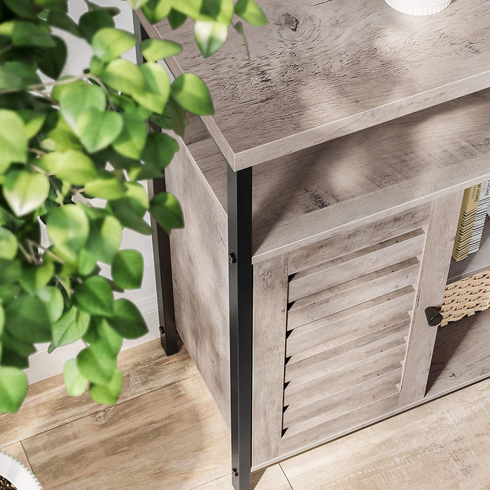 Sideboard, Beistellschrank, Küchenschrank mit offenen Regalfächern, Flurschrank, Kommode mit Lamellentüren, Wohnzimmer, Esszimmer, Büro, Flur