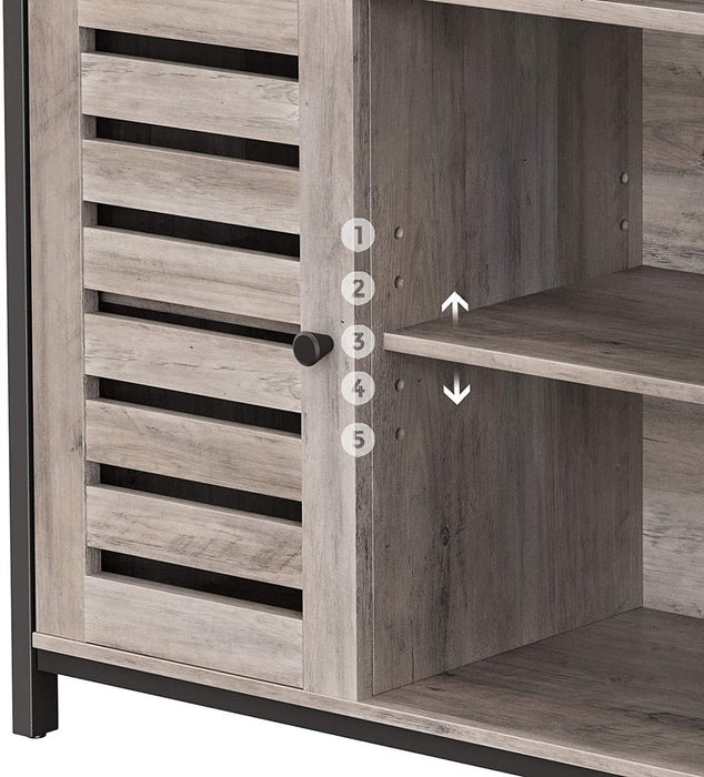 Sideboard, Beistellschrank, Küchenschrank mit offenen Regalfächern, Flurschrank, Kommode mit Lamellentüren, Wohnzimmer, Esszimmer, Büro, Flur