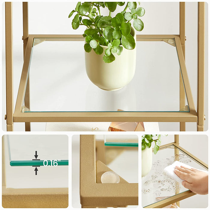 Standregal, Bücherregal, Badregal, 5 Ebenen, Küchenregal, schmal, Regal, Badezimmerregal, für Wohnzimmer, Schlafzimmer, Arbeitszimmer, Hartglas