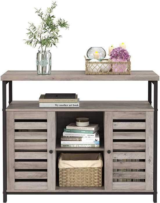 Sideboard, Beistellschrank, Küchenschrank mit offenen Regalfächern, Flurschrank, Kommode mit Lamellentüren, Wohnzimmer, Esszimmer, Büro, Flur