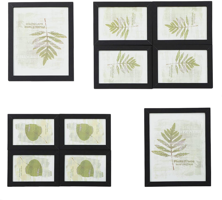Bilderrahmen, 10-er Set Fotorahmen - 2 STK. 20 x 25 cm, 4 STK. 13 x 18 cm und 4 STK. 10 x 15 cm, aus Holzfaserplatten, Weihnachten, schwarz