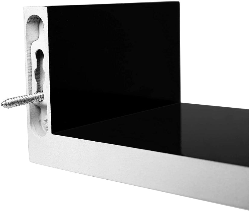 Wandregal, 3er Set, Schweberegal, 30/35/40 cm, Hochglanzoberfläche, dekorativ, kreativ, für Schlafzimmer, Wohnzimmer, Küche und Flur, schwarz