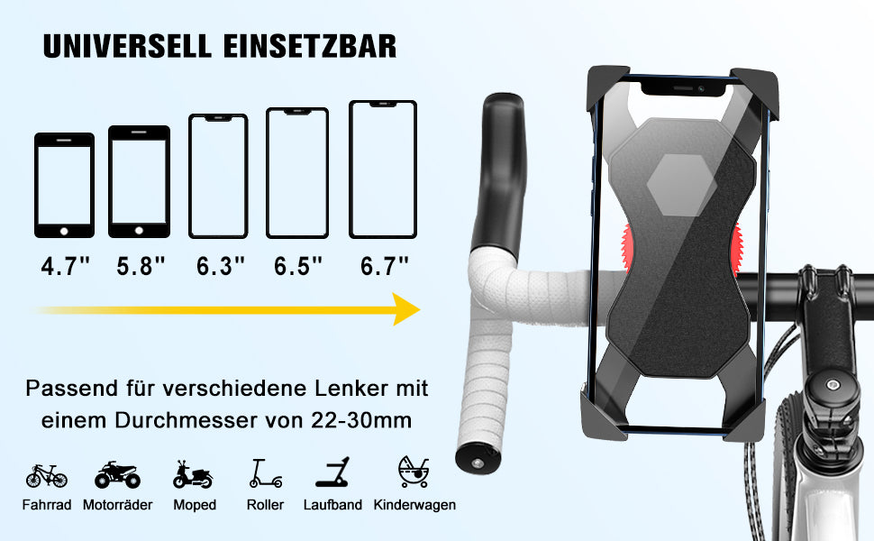 Handyhalterung Fahrrad Anti-Shake 360° Rotation Fahrradhalterung Handy, Motorrad Fahrrad Lenker Kompatibel