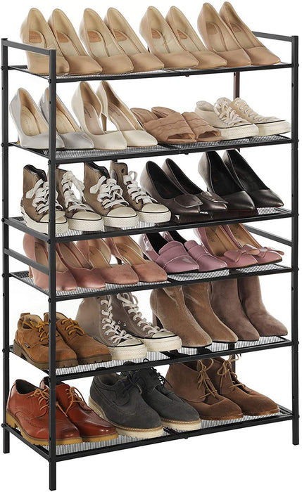 Schuhregal mit 3 Ablagen, Schuhablage, stapelbar, Schuhaufbewahrung, für 9-12 Paar Schuhe, Schuhständer aus Metall, Flur, Wohnzimmer oder Badezimmer