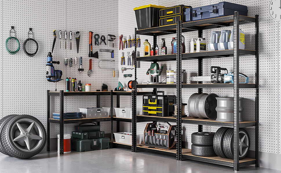 Lagerregal, Schwerlastregal, Kellerregal, 200 x 100 x 50 cm, bis 875 kg belastbar, 5 verstellbare Ablagen, Regal aus Metall, Steckregal, Werkstattregal