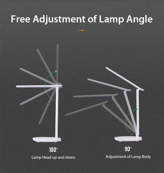 Schreibtischlampe LED, 5 Farben und 5 Helligkeitsstufen, Faltbare Augenschutz Tischlampe mit Drahtlosem Ladegerät und USB-Anschluss, Nachttischlampe
