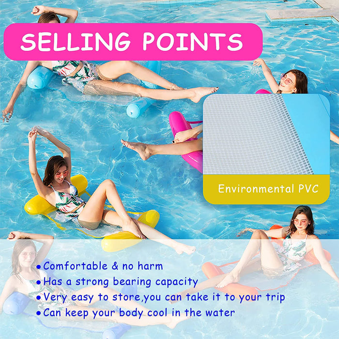 Sinwind Aufblasbares Schwimmbett, Wasser-Hängematte 4-in-1Loungesessel Pool Lounge luftmatratze Pool aufblasbare hängematte Pool aufblasbare (Gelb)