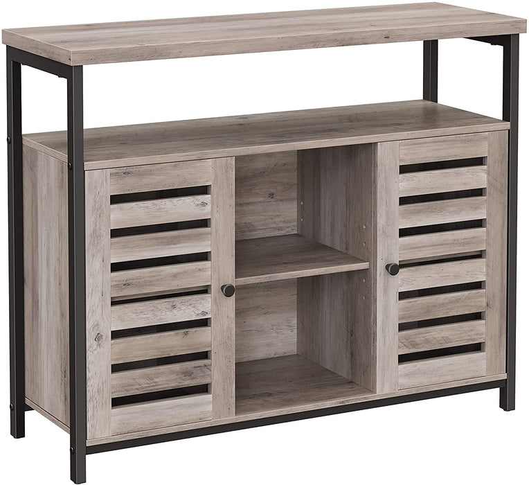 Sideboard, Beistellschrank, Küchenschrank mit offenen Regalfächern, Flurschrank, Kommode mit Lamellentüren, Wohnzimmer, Esszimmer, Büro, Flur