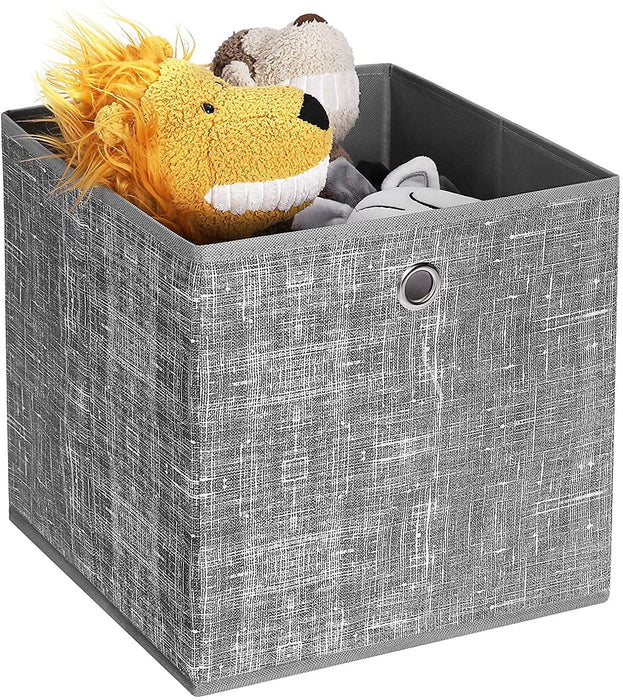 Aufbewahrungsboxen, 30 x 30 x 30 cm, faltbare Stoffboxen, 6er Set, Vliesstoff, Würfel, Aufbewahrungskörbe, Organizer für Spielzeug, grau meliert