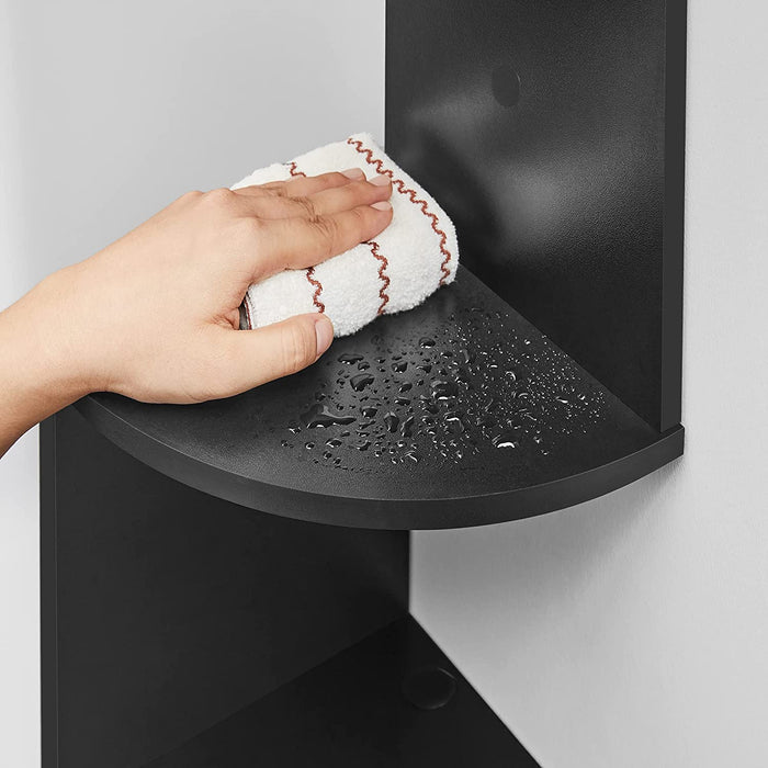 Eckregal, Wandregal mit 5 Ablagen, Schweberegal, für Küche, Schlafzimmer, Wohnzimmer, Arbeitszimmer, Büro, schwarz