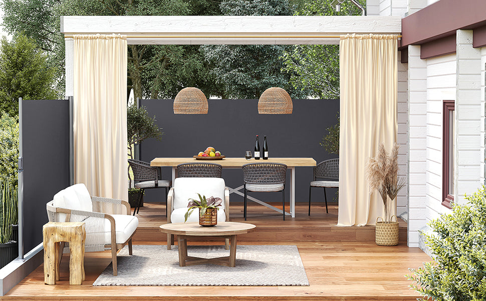 Seitenmarkise, ausziehbar, 180 x 300 cm, Sichtschutz, Sonnenschutz, Blickdicht, Seitenrollo, für Balkon, Terrasse, Garten, anthrazit