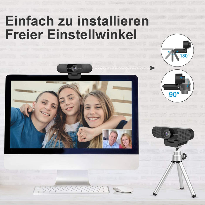 Full HD Webcam - C960 1080P Webcam mit Objektivabdeckung & Dual Mikrofon, 90 ° Streaming Kamera mit Automatische Lichtkorrektur