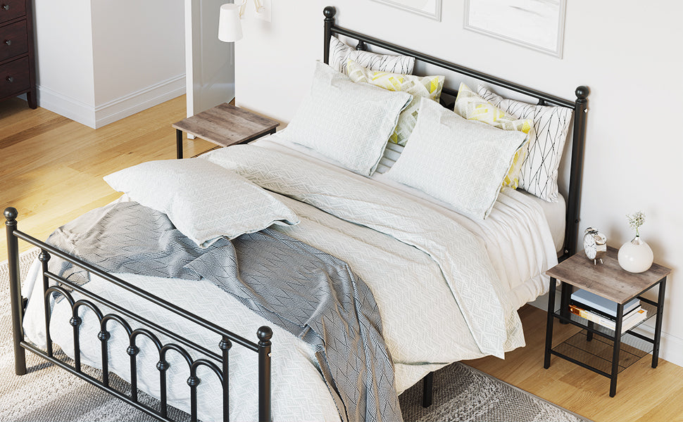 Nachttische, Beistelltisch-Set, 2er-Set Sofatische, kleine Couchtische mit verstellbaren Gitterablagen, Wohnzimmer, Schlafzimmer, Flur, stabil