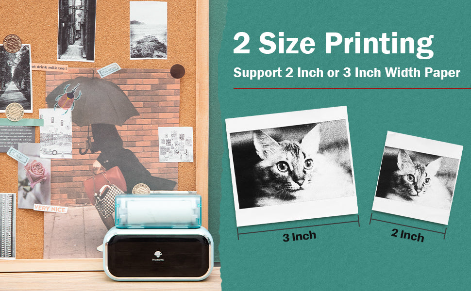 Handy Fotodrucker - Tragbarer Bluetooth Drucker, Druckgröße 2 und 3 Zoll, Kompatibel mit iOS und Android, Schwarzweißdruck für Fotodruck, Journal