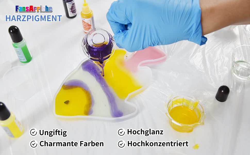 Epoxidharz Farbe, UV resin Farbe 20 Farben Flüssiger transparenter Harz Farbstoff für DIY Schmuckherstellung - Konzentriertes Kunstharz Farbe Pigment