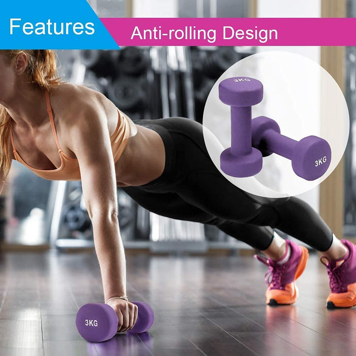 Hantel Set Neopren Hanteln Gewichte Kurzhanteln Fitness Hanteln Set Frauen Hantelset Kurzhantel 6er Set mit ständer, 2x1 kg, 2x2 kg, 2x3 kg