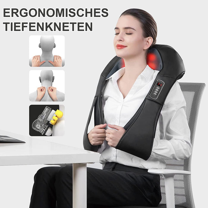 Massagegerät Schulter Nackenmassagegerät mit Wärme, Shiatsu Massagegerät mit 3D-Massage von tiefem Gewebe