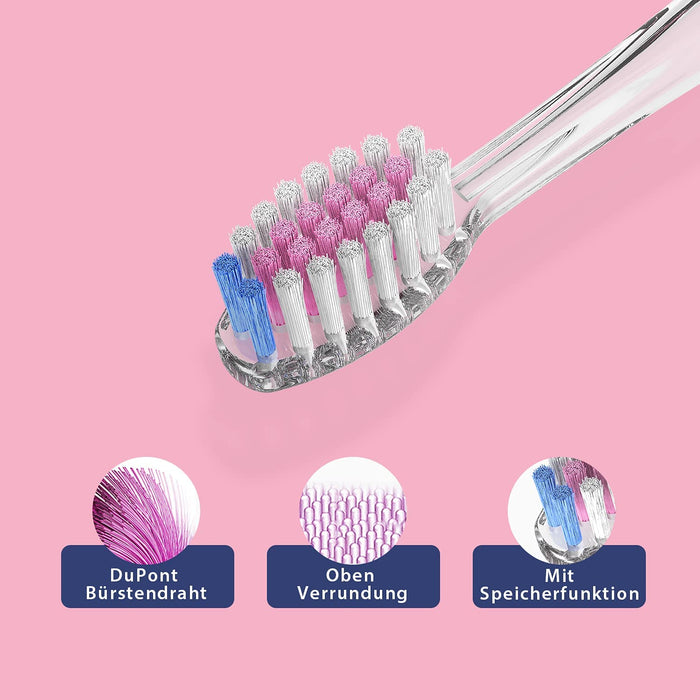 Elektrische Zahnbürste Kinder 6 Monaten bis 4 Jahren, Schallzahnbürste mit LED Licht Aufsteckbürste Smart Timer Wasserdicht IPX7,SG513 (Pink)