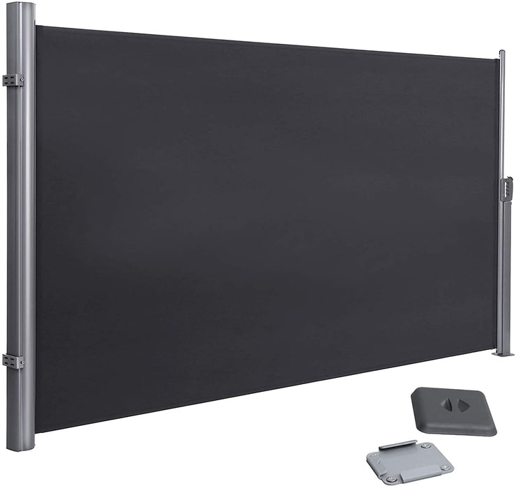 Seitenmarkise, ausziehbar, 200 x 350 cm, Sichtschutz, Sonnenschutz, Blickdicht, Seitenrollo, für Balkon, Terrasse, Garten, anthrazit