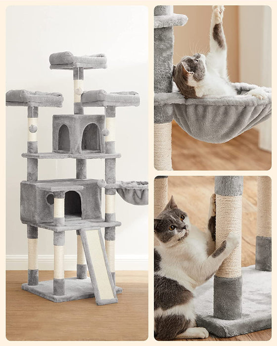 Kratzbaum, XXL Katzenbaum, 172 cm, hellgrau