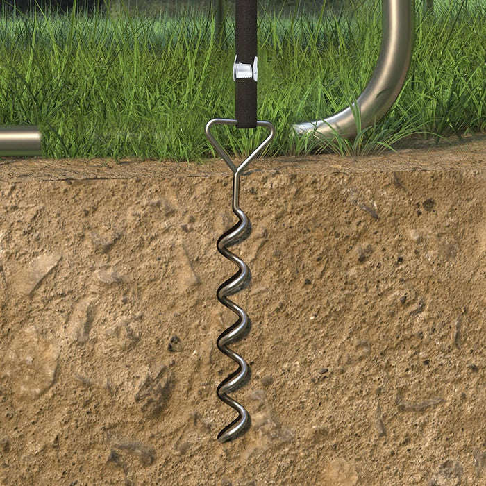 Bodenanker für Trampoline, Spiral-Bodenverankerung, Set aus Erdankern aus verzinktem Eisen und Polyester-Gurten mit Stahl-Schnallen