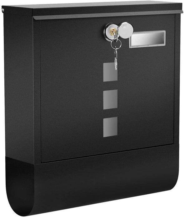 Briefkasten, Wandbriefkasten, Schloss mit Kupfer-Schließzylinder und drehbarer Abdeckung, Zeitungsfach, Sichtfenster, Namensschild-Halter