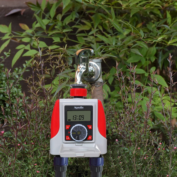 Bewässerungscomputer 2-Auslässe Garten Bewässerungsuhr Automatische Wasser Zeitschaltuhr Bewässerungssystem Wasser Timer