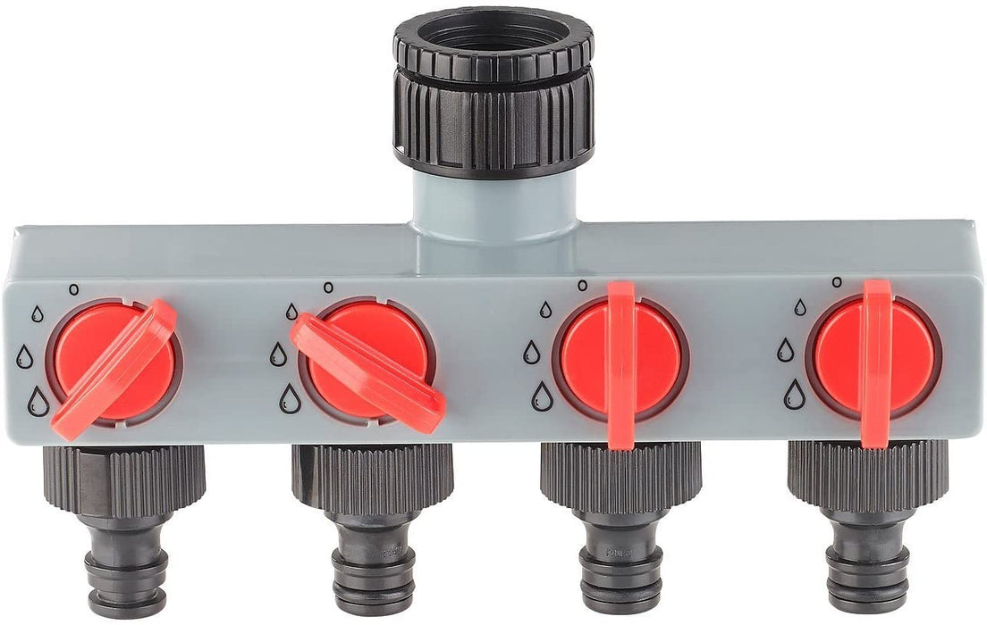 Regulierbarer 4 Wege Wasserverteiler Schlauch Verteiler für Gartenbewässerung Wasserhahn Wasserschlauch Gartenschlauch Schlauchverteiler