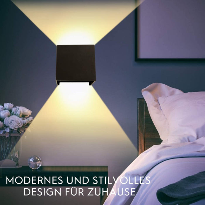 Innen Außen LED Wandlampe Wandleuchte 12W 2700k-2900K Warmweiß Außenleuchte 2 Pcs Wandbeleuchtung AILUKI LED Außenwandleuchte