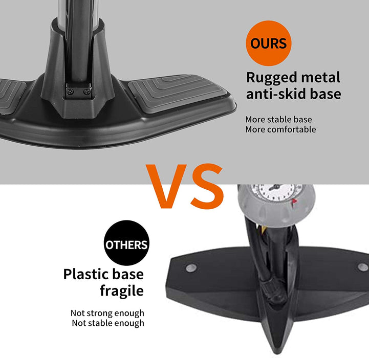 Stand Fahrradpumpe mit Manometer,160 Psi Hochdruck, Fahrradpumpe kompatibel mit Presta und Schrader Ventil, Fahrradreifenpumpe für Rennrad, MTB