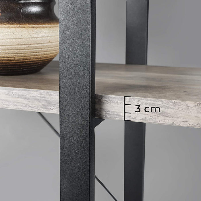 Bücherregal, stabiles Standregal mit 5 Regalebenen, Wohnzimmerregal im Industrie-Design, einfacher Aufbau, Wohnzimmer, Schlafzimmer, Büro, Greige