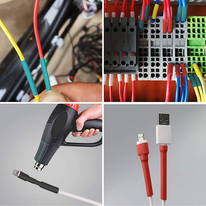 Schrumpfschlauch Elektrische Isolierung Schrumpfschlauch Kabelhülle 5 Farben 12 Größen, 900 Stk