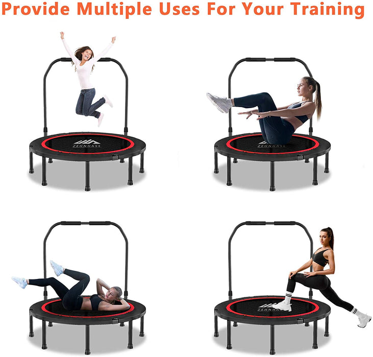 Fitness-Trampolin faltbar, für Erwachsene, Trampolin, für den Innen- und Außenbereich, für Training, Fitness, Indoor, Garten, 38 Zoll, Traglast 150 kg
