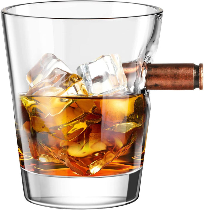 4er Schnapsgläser Shotgläser Set, Whiskey Gläser mit Realem Geschoß Cal.308, Shot Gläser, Kristall Whiskygläser-Set Geschenk für Tequila