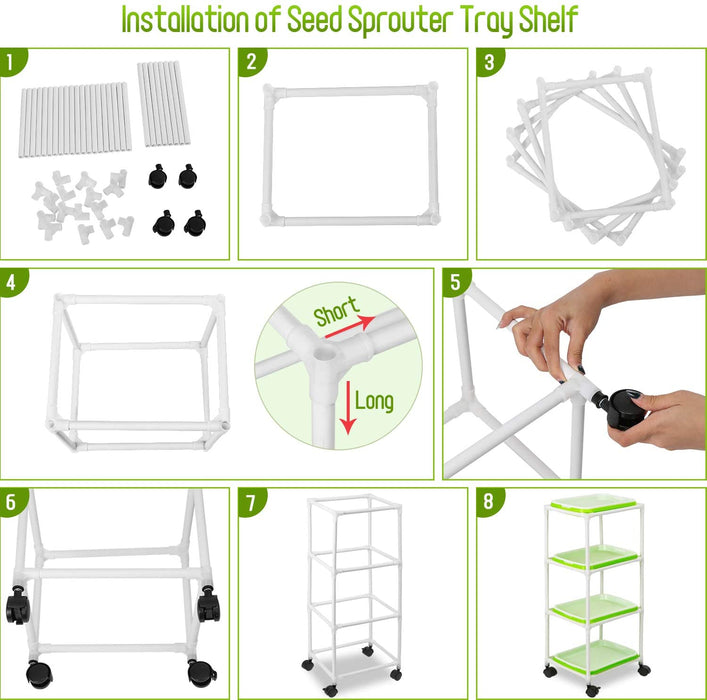 Seed Sprouter Tray Keimschale Sprossen, Keimschalen für Sprossen Seed Sprouter Tray BPA-freies mit 4-schichtigem Kunststoffregal Soil-Free Keimkiste