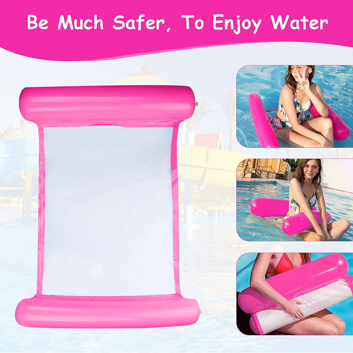 Sinwind Aufblasbares Schwimmbett, Wasser-Hängematte 4-in-1Loungesessel Pool Lounge luftmatratze Pool aufblasbare hängematte Pool aufblasbare hängematte für Erwachsene und Kinder (pink)